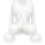 SL Ivory Feather Sheer Cardigan