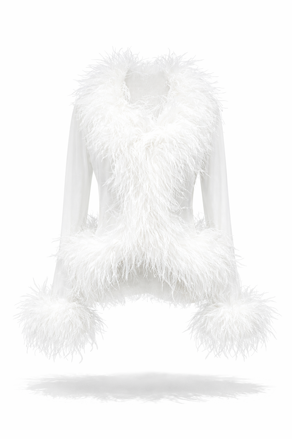 12B45462-78E5-48CA-B960-075393EBE817 2 SL Ivory Feather Sheer Cardigan - Image 1