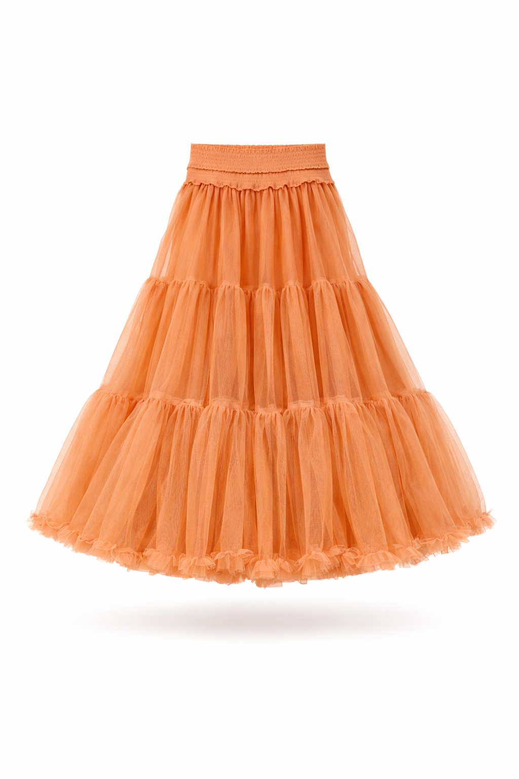369885FD-6C3F-4CFE-B29D-29691CDF12E8 FL Salmon Peach Midi Tutu Skirt - Image 1
