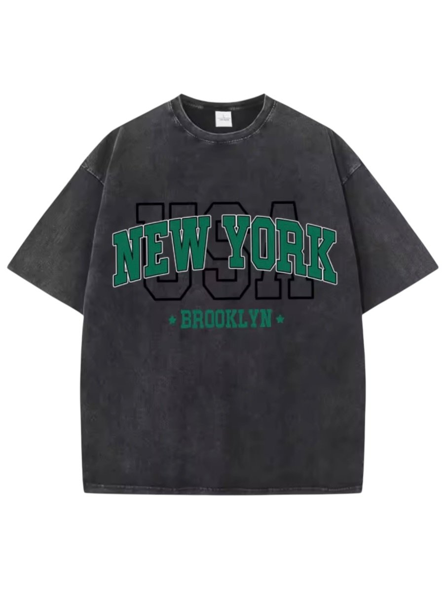 IMG_0911-Photoroom FL Vintage New York Washed T-shirt – Charcoal Black - Image 1