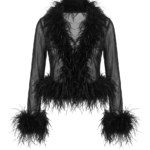 SL Noir Feather Sheer Cardigan