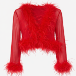 FL Red Feather Statement Cardigan