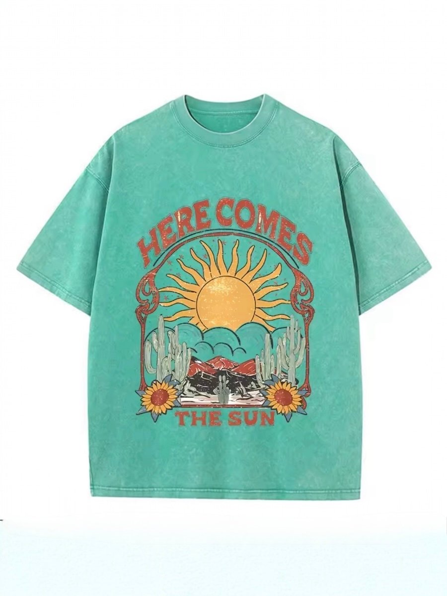 Photoroom_20260421_150313 FL Vintage Sun Graphic Washed T-shirt Turquoise - Image 1