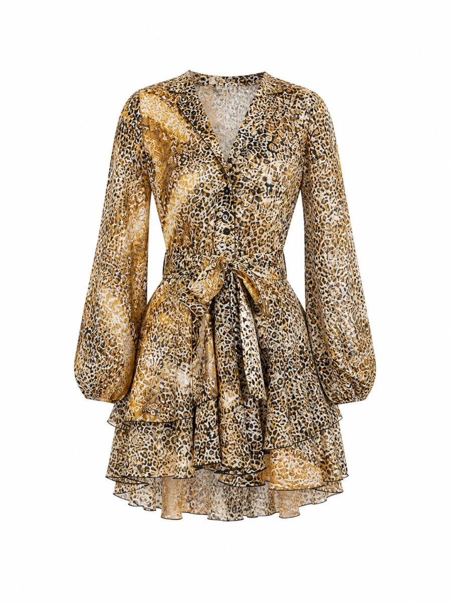 Photoroom_20260505_163304 Boho Leopard Mini Dress with Belt – Gold Brown - Image 1