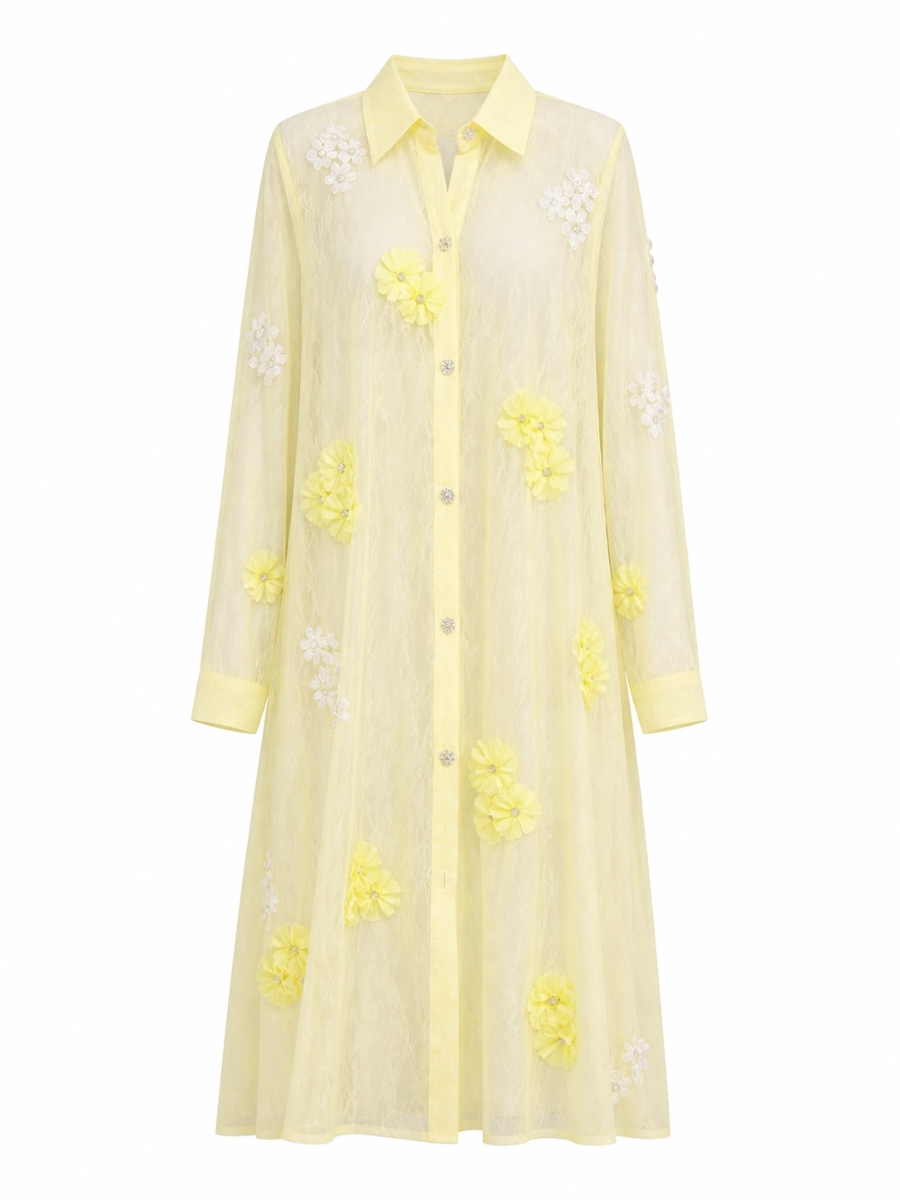 Photoroom_20260505_165659 Boho Lace Shirt with Floral Details – Pastel Yellow - Image 1