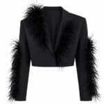 Feather Glam Cropped Blazer