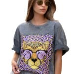 Jaguar Pop Rock-Washed Oversized T-Shirt – Grey