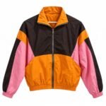 80s Color Block Windbreaker – Brown Orange Pink