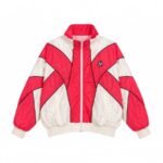REAL VINTAGE 80s–90s track jacket in neon fluo pink and ivory — front view