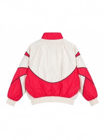 REAL VINTAGE 80s–90s track jacket in neon fluo pink and ivory — back view