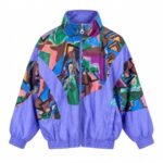 REAL VINTAGE 80s–90s Abstract Track Jacket – Purple Multi, μπροστινή όψη